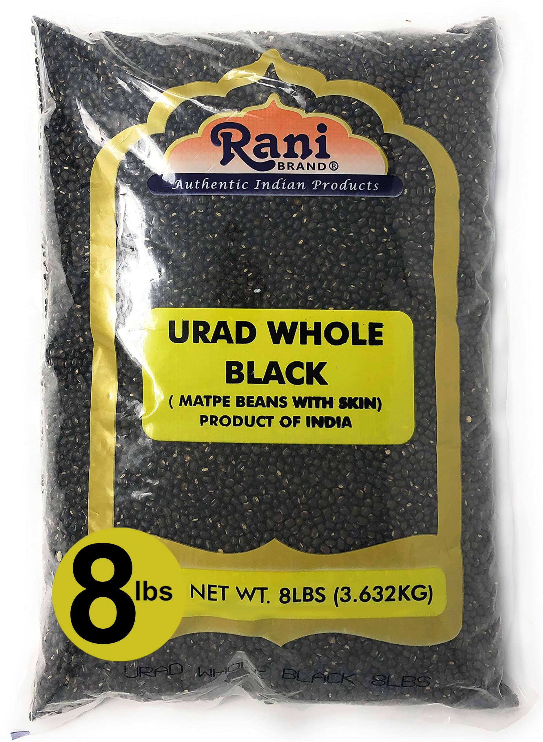 Rani Urid / Urad Whole Black (Matpe Beans with Skin) Lentils, 128oz