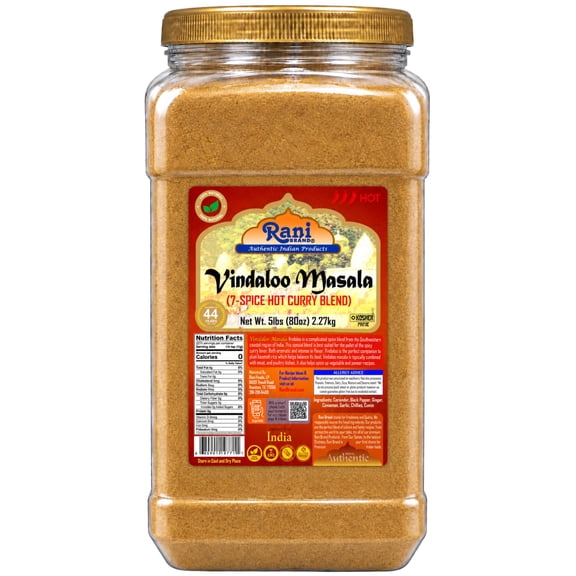 Rani Vindaloo Curry Masala Natural Indian Spice Blend 80oz (5lbs) 2.27kg Bulk PET Jar ~ Salt Free | Vegan | Gluten Friendly| NON-GMO | No colors | Kosher | Indian Origin