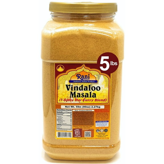 Rani Vindaloo Curry Masala Natural Indian Spice Blend 80oz (5lbs) 2.27kg Bulk PET Jar ~ Salt Free | Vegan | Gluten Friendly| NON-GMO | No colors | Indian Origin