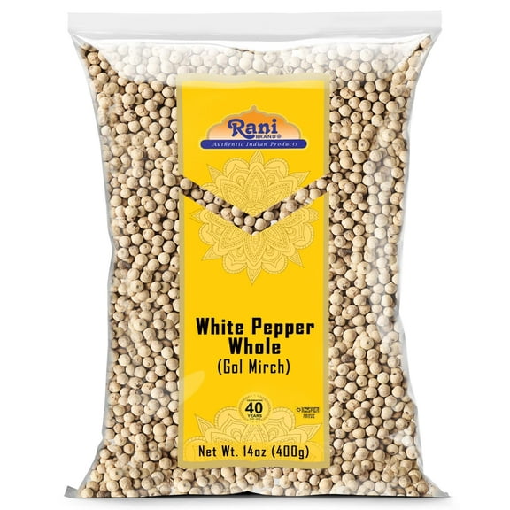 Rani White Pepper (Gol Mirch), Whole Spice 14oz (400g) ~ All Natural | Vegan | Gluten Friendly| NON-GMO | Kosher | Indian Origin