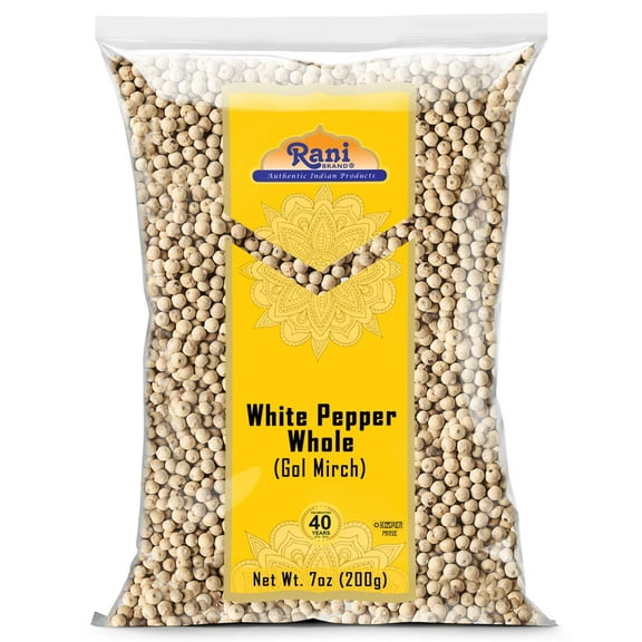 Rani White Pepper (Gol Mirch), Whole Spice 7oz (200g) ~ All Natural | Vegan | Gluten Friendly| NON-GMO | Kosher | Indian Origin