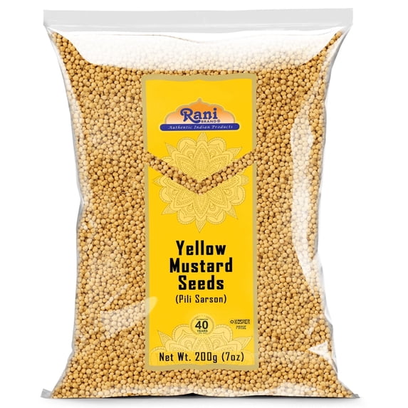 Rani Yellow Mustard Seeds Whole Spice 7oz (200g) ~ Ideal for Pickling, Dressing and Making Ground Mustard for Cooking, All Natural | Vegan | Gluten Friendly | NON-GMO | Kosher | Indian Origin