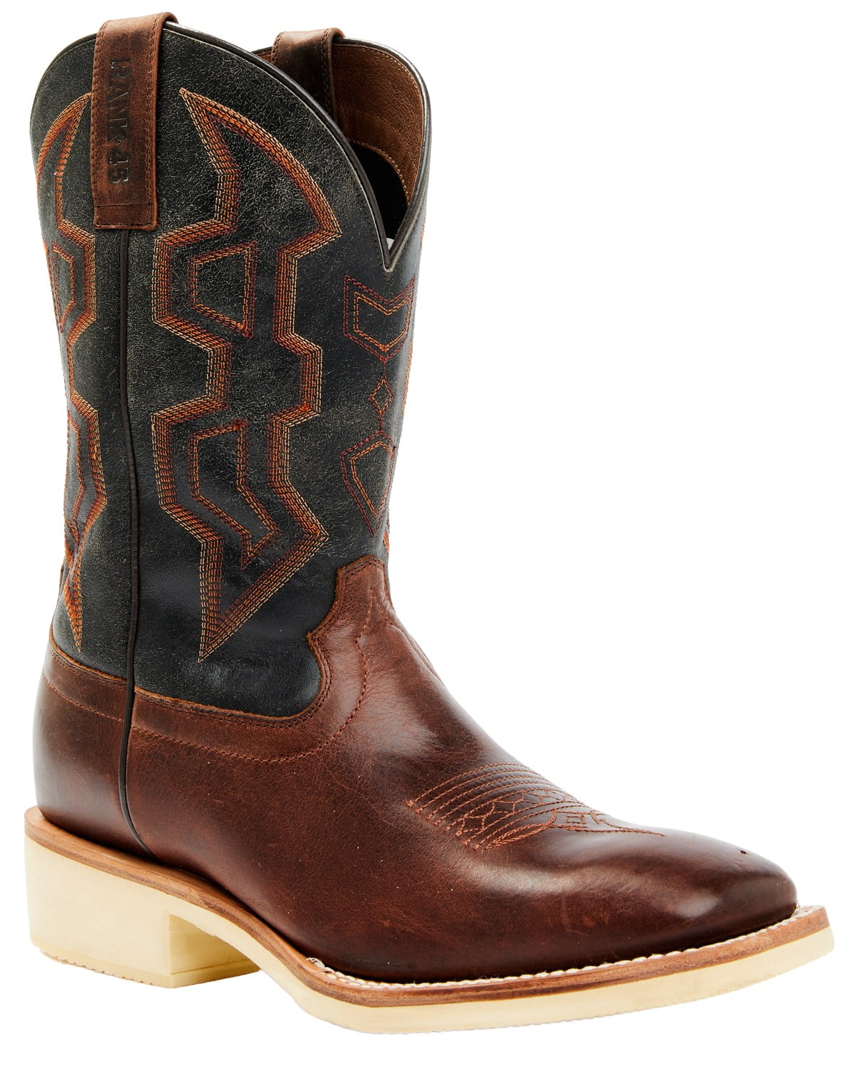 Rank 45 Men's 45& Bullet Saddle Western Performance Boot Broad Square