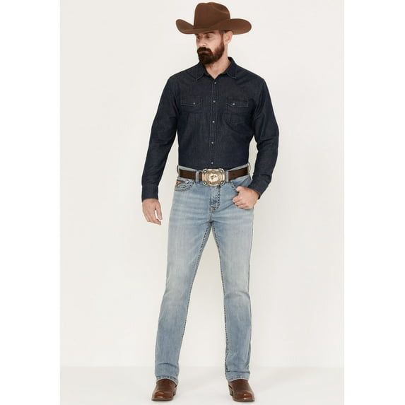 Rank 45 Men's 45&Reg; Pistol Wash Ambush Slim Straight Performance Stretch Denim Light Wash 31W x 34L US