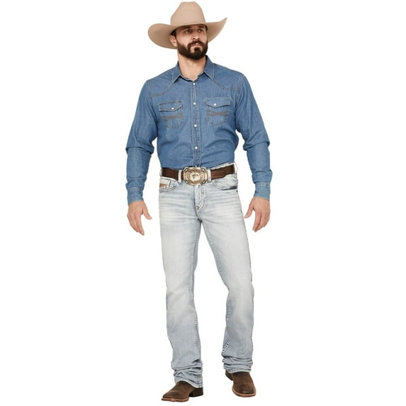 Rank 45 Men's 45&Reg; Ringo Light Wash Stackable Straight Performance Stretch - RMSP23J04 29W x 34L US