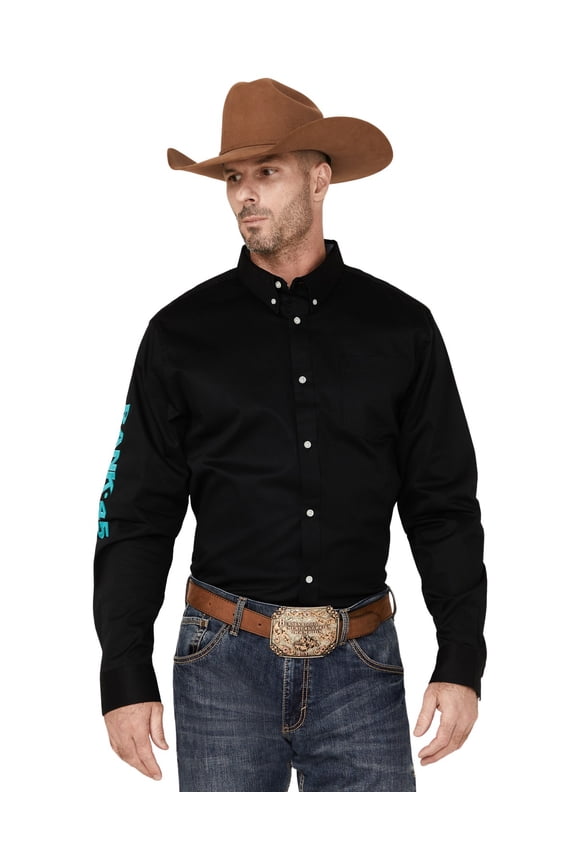 Men's 45&Reg; Solid Performance Twill Logo Long Sleeve Button-Down Black