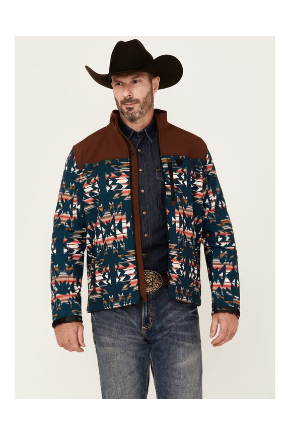 Men's 45&Reg; Southwestern Print Color Block Jacket Dark Teal   US