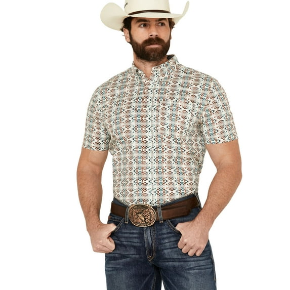 Rank 45 Men's 45&Reg; Westgate Abstract Geo Print Short Sleeve Button-Down - RMSP24W10-IV XX-