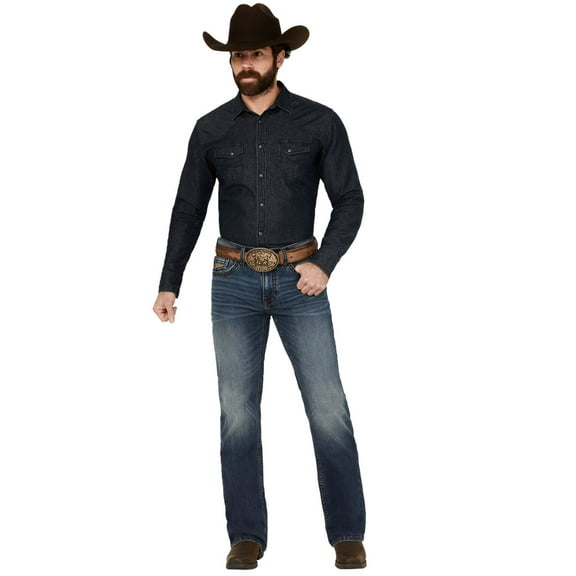 Rank 45 Men's 45&Reg; Yuma Wash Trigger Slim Bootcut Performance Stretch Denim Blue 33W x 34L  US