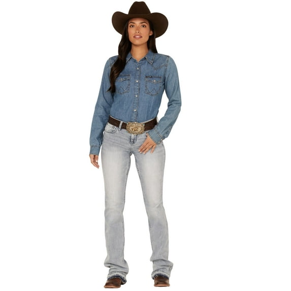 Rank 45 Women's 45&Reg; Light Wash Mid Rise Bootcut Riding Jeans - RWSP22J2-LTW 31W x 34L