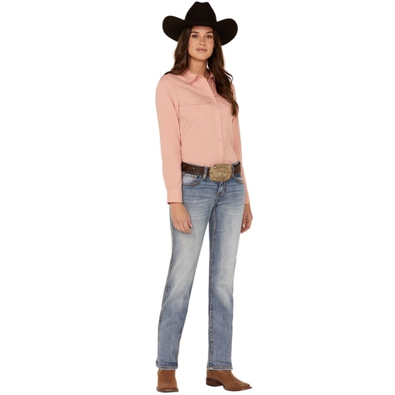 Rank 45 Women's 45&Reg; Medium Wash Mid Rise Straight Riding Jeans - RWSP22J1 33W x 32L