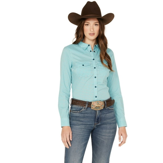 Rank 45 Women's 45&Reg; Print Long Sleeve Vented Western Performance Shirt - RWFA22W71-TURQ US