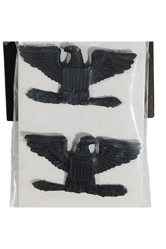 Rank Insignia Pin Set: Colonel (O-6) - Subdued Black Metal, 1-1/5"W x 3/4"H, NIP
