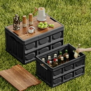 Ranliy 20L Collapsible Storage Bins with Lids Plastic Storage Containers for Organizing Stackable Storage Box Large Heavy Duty Utility Crates