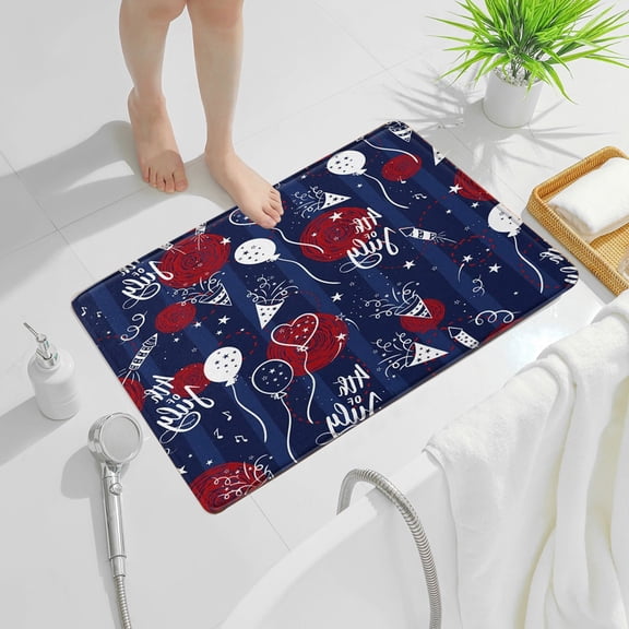 Ranliy 4Th of July Patriotic Welcome Mat, Non-Slip Front Door Rug with Usa Flag, Stars Design for Independence Day, Memorial Day, Porch, Bathroom & Kitchen, Quick-Dry & Easy Clean, 16" X 24"