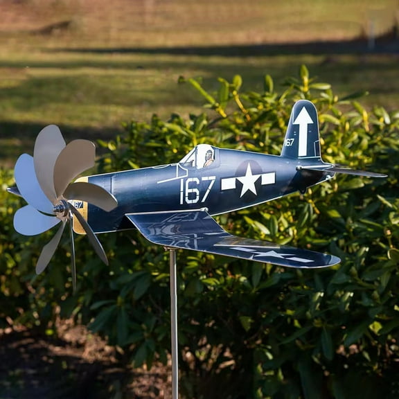 Ranliy Airplane Wind Spinner Metal, Garden Windmill Airplane Wind Spinners, Aircraft Weather Vane Decor, Vintage Garden Wind Sculpture, Airplane Spinner Decoration For Garden Lawn