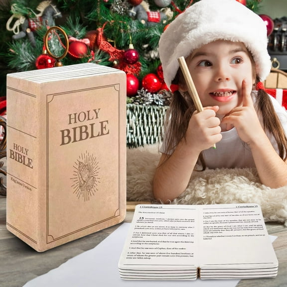 Ranliy Bible Pillow Book Plush That Opens, Christian Holy Bible Stuff Religious Party Favors Gifts for Bedroom Sofa Cushion Chair Couch Bed