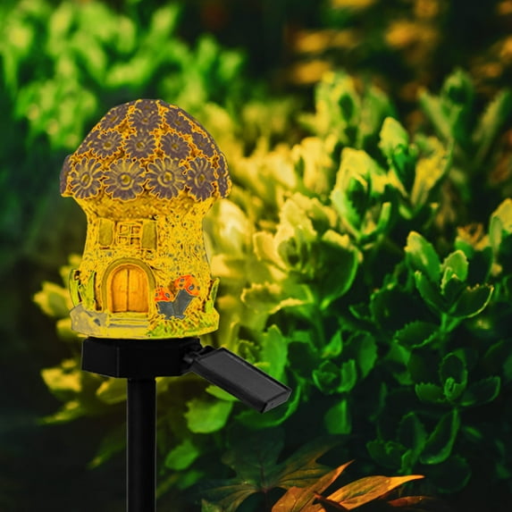 Ranliy Bright Fairy Garden House, 17" Glow in The Dark Cottage with Solar Led Light, Beautiful Miniature Garden Decoration for Indoor or Outdoor Gardens