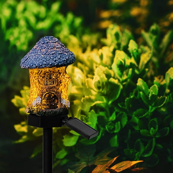 Ranliy Bright Fairy Garden House, 17" Glow in The Dark Cottage with Solar Led Light, Beautiful Miniature Garden Decoration for Indoor or Outdoor Gardens