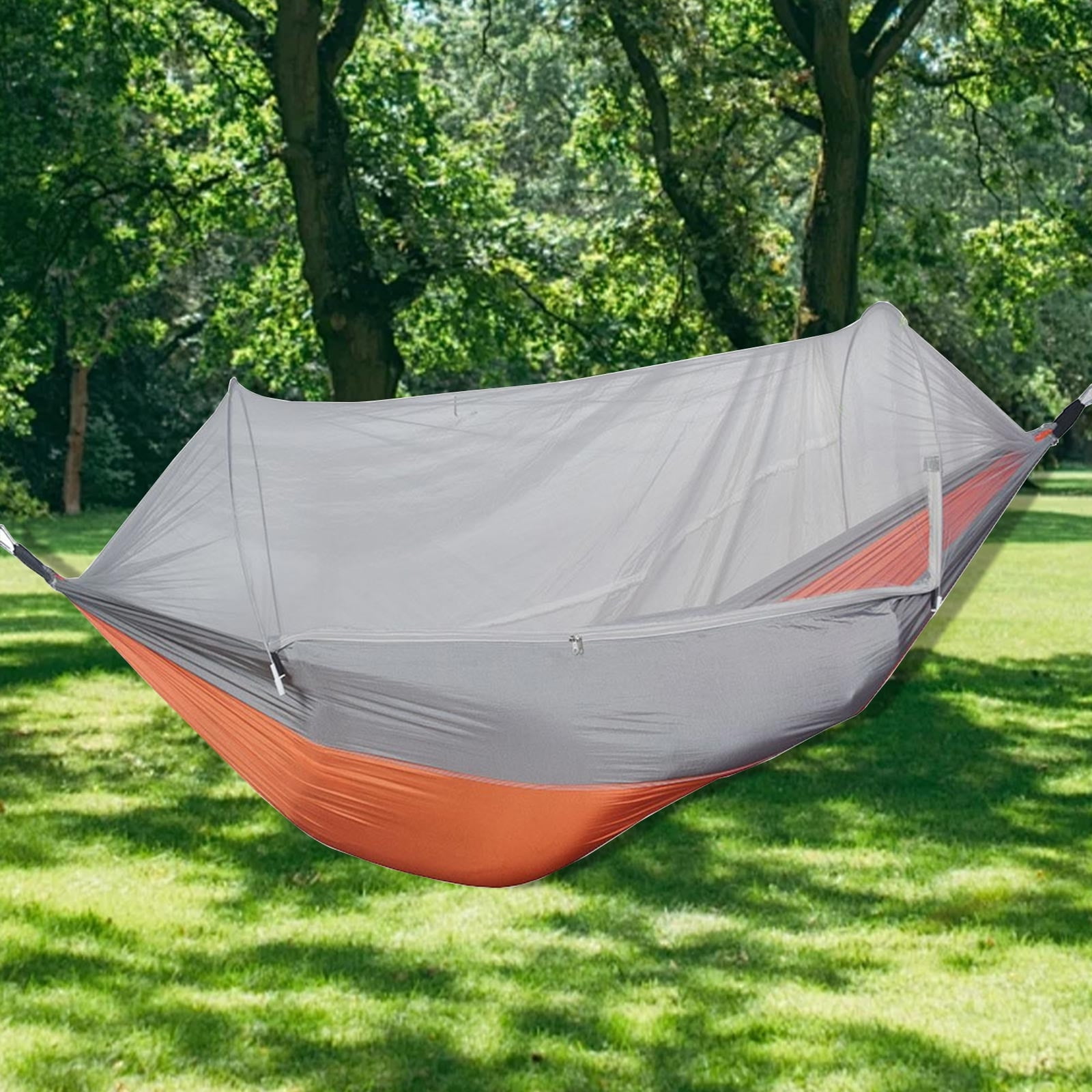 Ranliy Camping Hammock with Mosquito Net, Lightweight Hanging Hammocks Tree Straps Swing Hammock Bed for Outdoor Backpacking Backyard Hiking