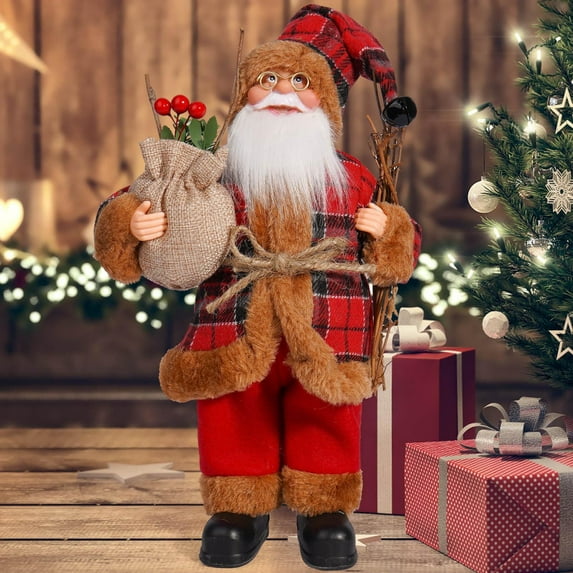 Ranliy Christmas Decorations, 12" Santa Claus in Various Costumes, Santa Claus Figurines, Christmas Figure Decor for Holiday Party Home Decoration