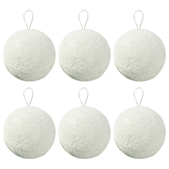 Ranliy Christmas Ornaments Balls, Snowball Ornaments for Christmas Tree, Foam Hanging Christmas Tree Balls for Xmas Wedding Party Decorations(White), 3 Sizes, 6Pcs