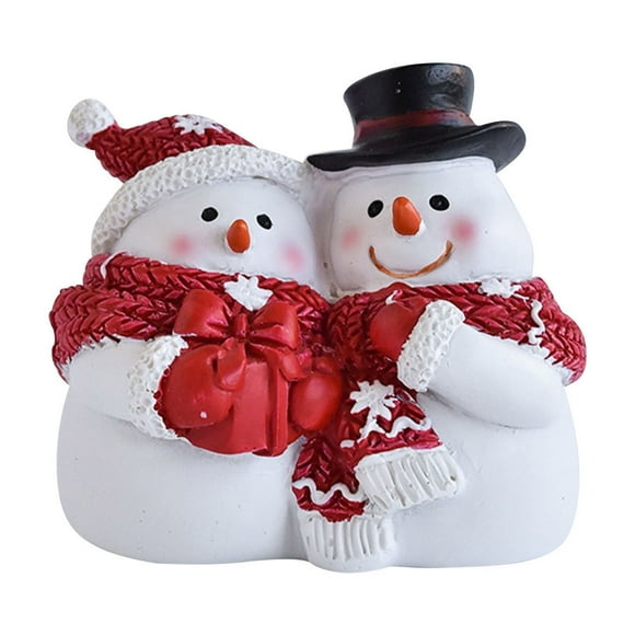 Ranliy Christmas Snowman Decor, Resin Snowman Figurines for Christmas Table Top Decorations, Snowman Led for Indoor Decor, Light Up Snowman Festive Fiber Optic for Decoration
