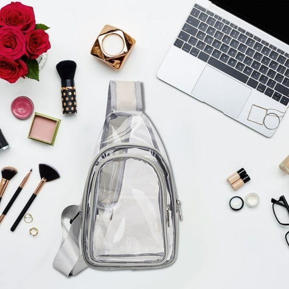 Ranliy Clear Sling Bag, Pvc Crossbody Backpack, Clear Casual Chest Daypack for Hiking, Stadium, Concerts, Beach