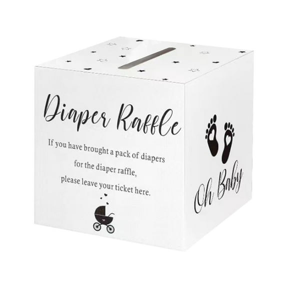 Ranliy Diaper Raffle Tickets with Box for Baby Shower Game Invitations Diaper Raffle Card for Gender Reveal Baby Shower Party Decoration Table Centerpiece