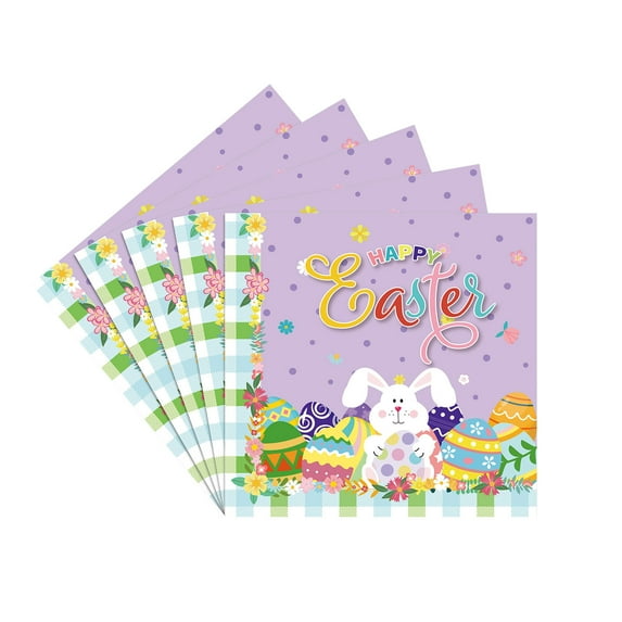 Ranliy Easter Party Supplies Disposable Tableware Set, 20-Pack Bunny & Egg Design Paper Plates (7”/9”)/Cups/Napkins/Tablecloth For Spring, 4Th Of July, Holiday Celebrations, Durable & Easy Cleanup