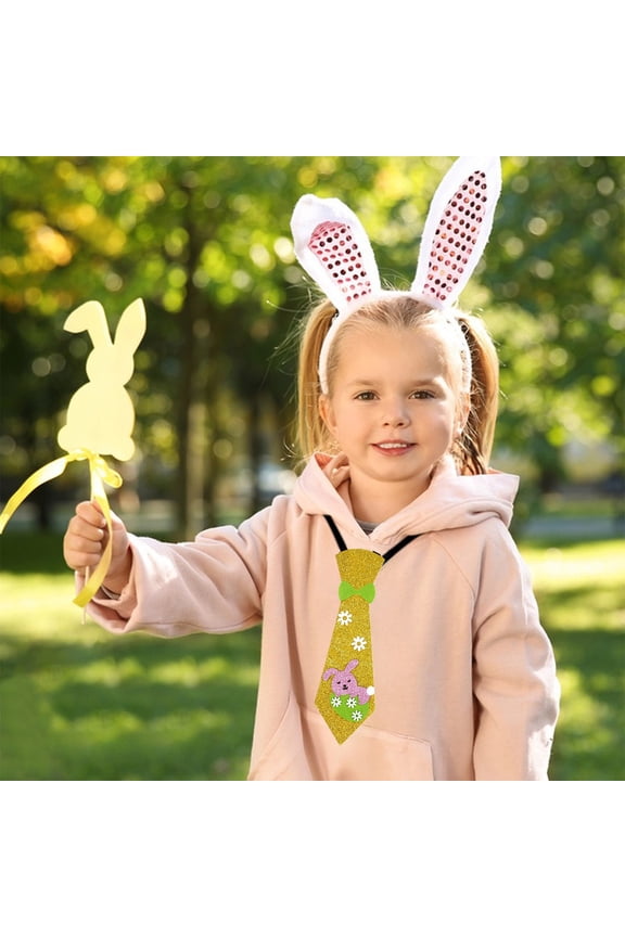 Easter Ties Chicken Bunny Eggs Children'S Ties Easter Decorations Party Outfits Glitter Bow Ties