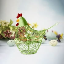 Ranliy Egg Basket Metal Wire Egg Baskets, Easter Hen Shape Chicken Egg Basket Farmhouse Kitchen Organizer for Egg Holder, Collecting and Countertop Storing Eggs, Home Rooster Decor