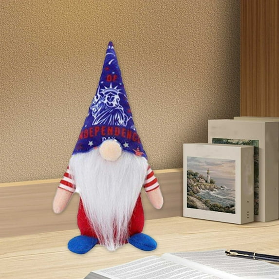 Ranliy Faceless Patriotic Gnome for 4Th of July Decor - Red White Blue Holiday Ambiance, Indoor/Outdoor Ornament, Memorial Day & Veterans Day Gift, Desk & Shelf Decor, 9"-13" Inch