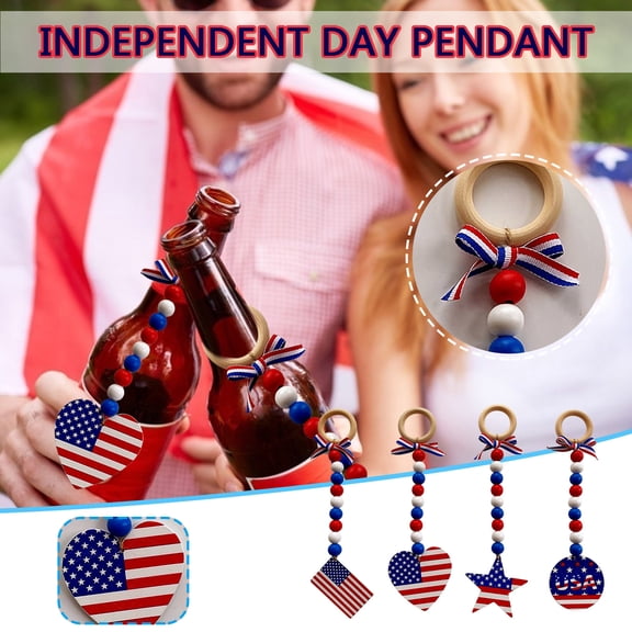 Ranliy Flag of The United States Independence Day Wood Hanging Plaque Decorative Signs