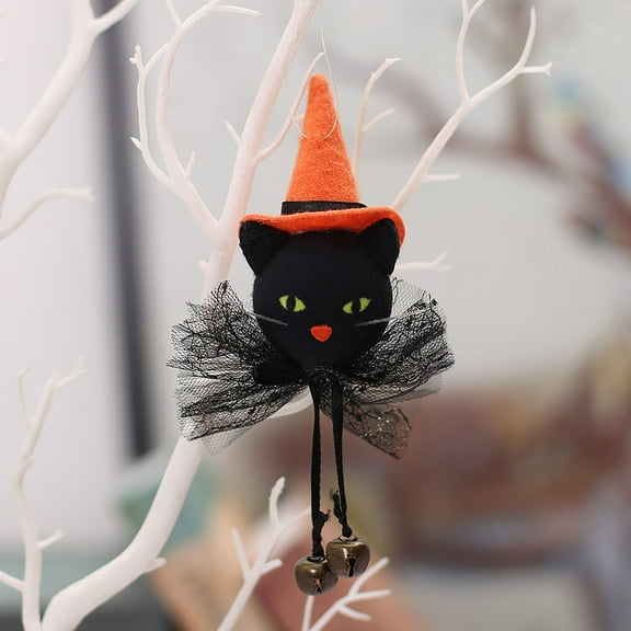 Ranliy Halloween Ornaments Tree Decorations, Gauze Skirt Bell Pendant Witch Pendant for Small Tree, Holiday Party Indoor Home Decor