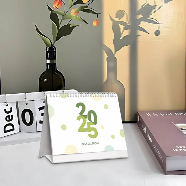 Ranliy office desktop calendar 2025 english clock in multi functional