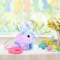Ranliy Plush Bunny Easter Toys for Kids,Interactive Bunny with Sounds,Can Walk,Wag Tail and Twitch Nose with Remote Control Leash,Easter Basket Stuffers