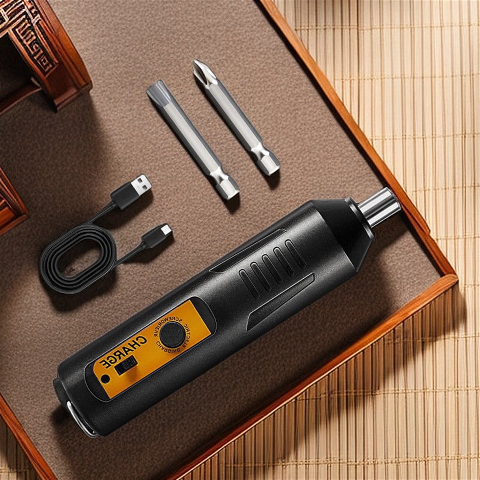 Ranliy Rechargeable Cordless Screwdriver, Portable Automatic Home Repair Tool Kit, Motorized Screwdriver with USB Cable for Furniture/Electrical Repairs