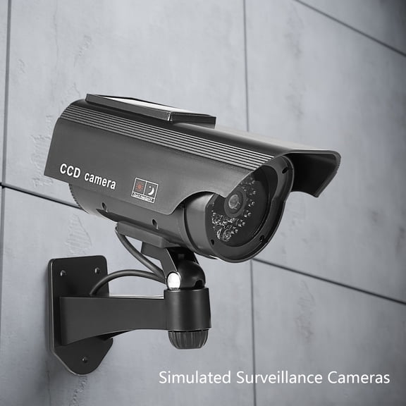 Ranliy Solar Powered Fake Security Camera, Dummy Security Camera Simulated Surveillance System with Realistic Red Flashing Light Sensor for Indoor/Outdoor