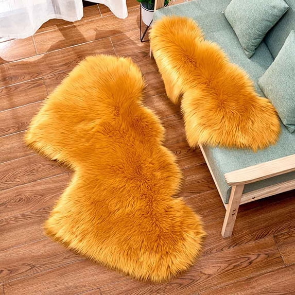 Ranliy Wool Imitation Sheepskin Rugs Faux Non Slip Bedroom Carpet Mats