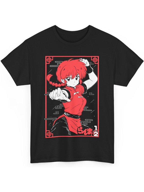 Ranma ½ T-Shirt Anime Merch Casual Short Sleeved T Shirt Unisex Black Tee M-66
