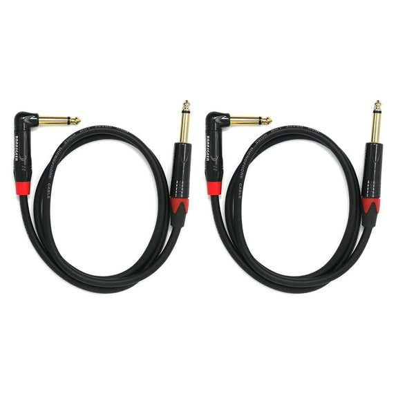 Rannsgeer 2 Pack 1/4 Inch TS Right Angle to TS 1 Feet Cable (1 Ft 2 Pack)