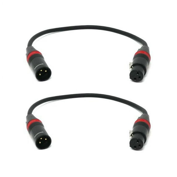 Rannsgeer XLR Male to XLR Female 1 Ft Microphone Cable WR7201 (2 Pack)