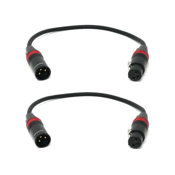 Rannsgeer XLR Male to XLR Female 1 Ft Microphone Cable WR7201 (2 Pack)