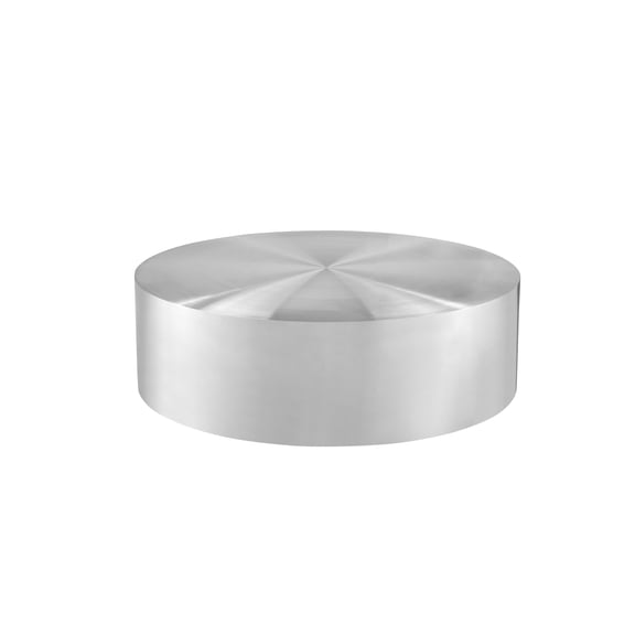 Rano Coffee Table, 40 Inch Round Silver Iron Top, Modern Drum Shape
