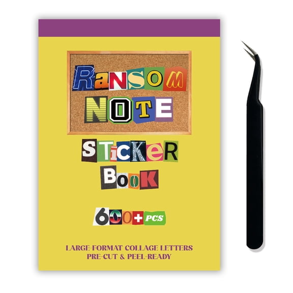 Ransom Note Sticker Book 28 Sheets 600+ PCS Large Format Collage Letters Precut for Journaling Scrapbooking
