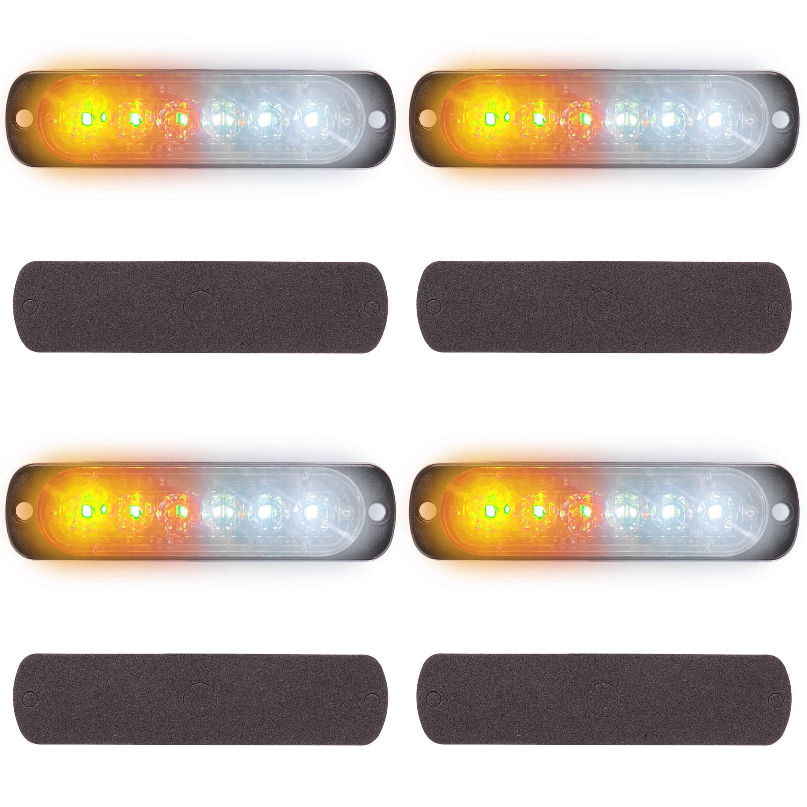 4 Luci Stroboscopiche LED 12-24V Rosso/Blu - Ultra Sottili Per Auto, Moto, Camion, Impermeabili IP67