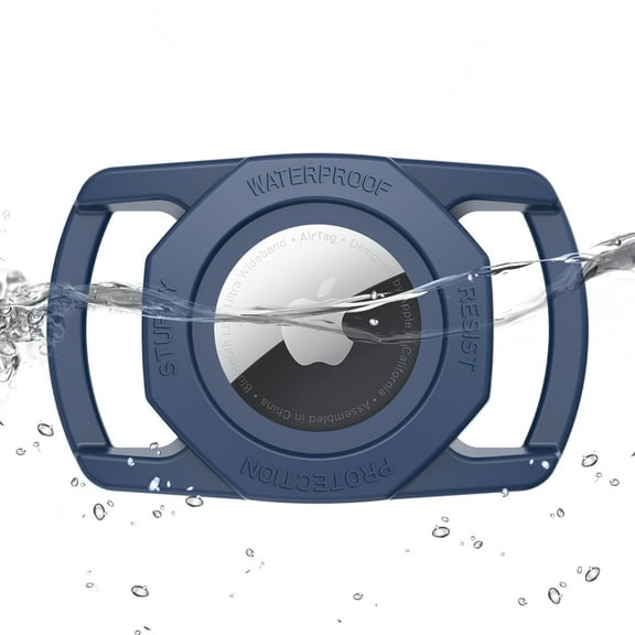 Rantice Airtag Dog Collar Holder, [1 Pack] Waterproof Airtag Case for Dog Collar, TPU & Silicone Full Body Covered Anti-Lost Apple Air Tag Collar Holder Airtag Case for Pet Collar Backpack, NavyBlue