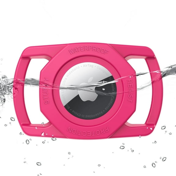 Rantice Airtag Dog Collar Holder, [1 Pack] Waterproof Airtag Case for Dog Collar, TPU & Silicone Full Body Covered Anti-Lost Apple Air Tag Collar Holder Airtag Case for Pet Collar Backpack, Rose