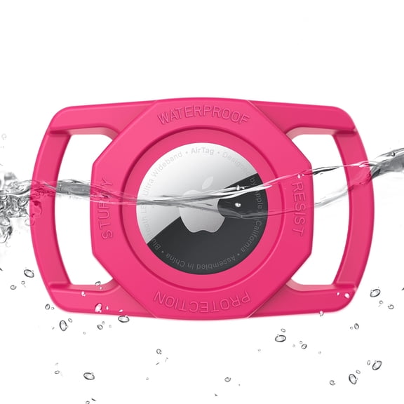 Rantice Airtag Dog Collar Holder, [1 Pack] Waterproof Airtag Case for Dog Collar, TPU & Silicone Full Body Covered Anti-Lost Apple Air Tag Collar Holder Airtag Case for Pet Collar Backpack, RedPink